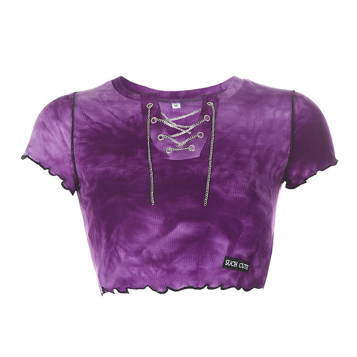 Damen cropped Oberteil mit modischem Schnürdesign und lässigem Saum Drune