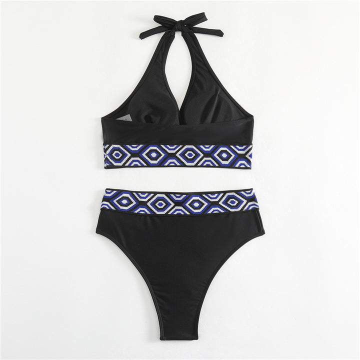 Damen Bikini-Set mit geometrischem Design und tiefem V-Ausschnitt Drune