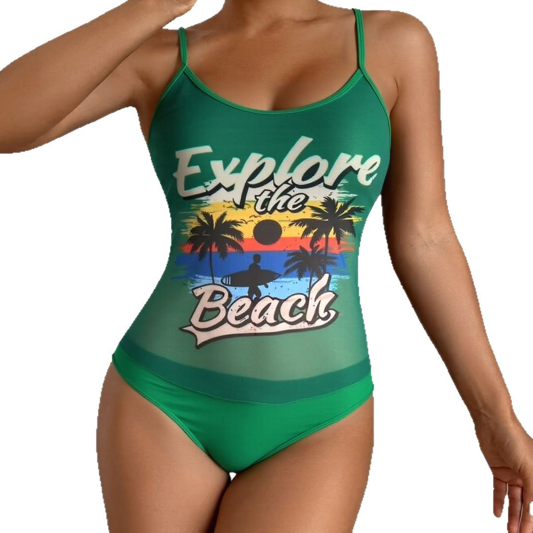 Damen Einteiliger Badeanzug mit trendigem Grafikdesign Drune