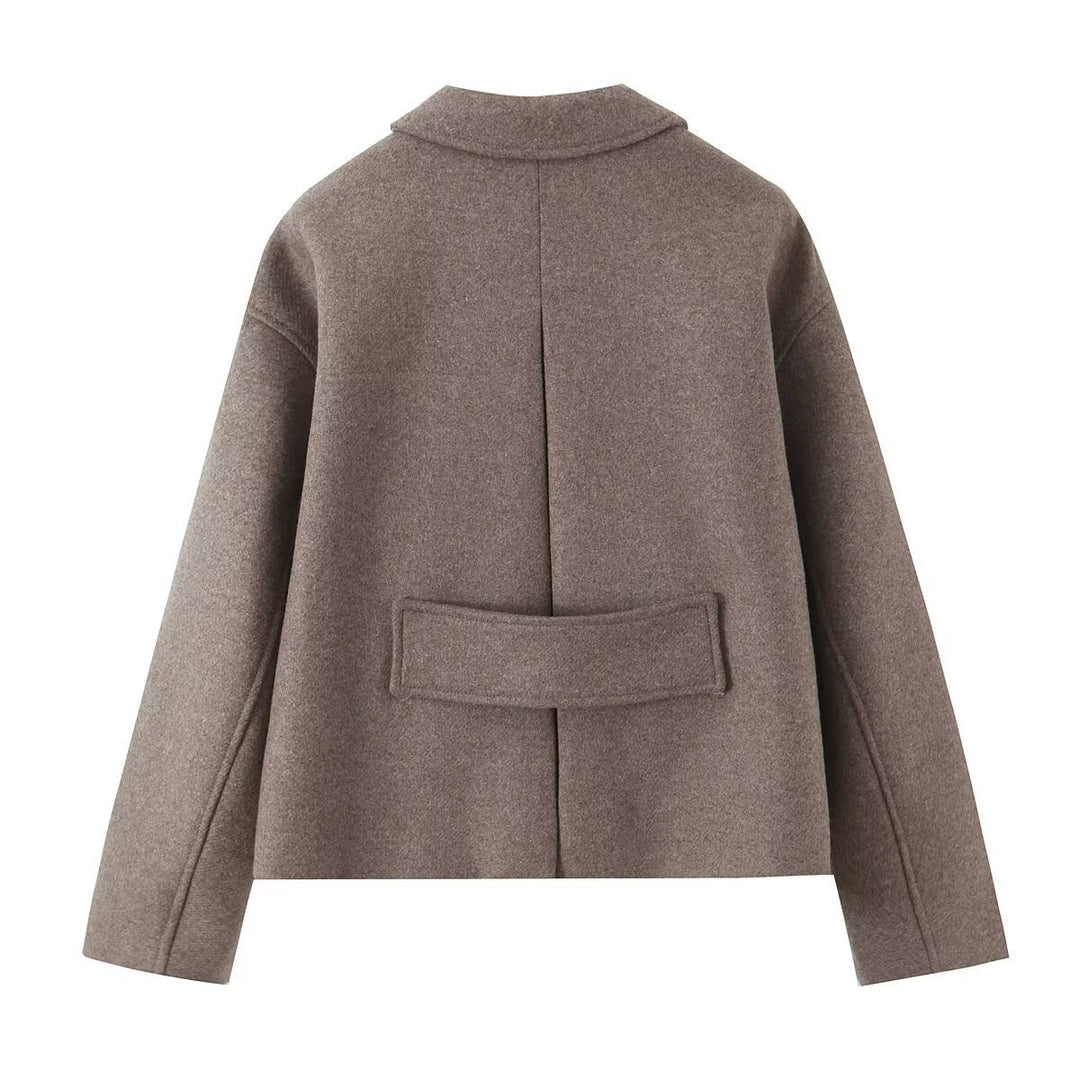 Damen nan kurzgeschnittene Blousonjacke aus Wollmix mit Hemdkragen und Leistentaschen Drune