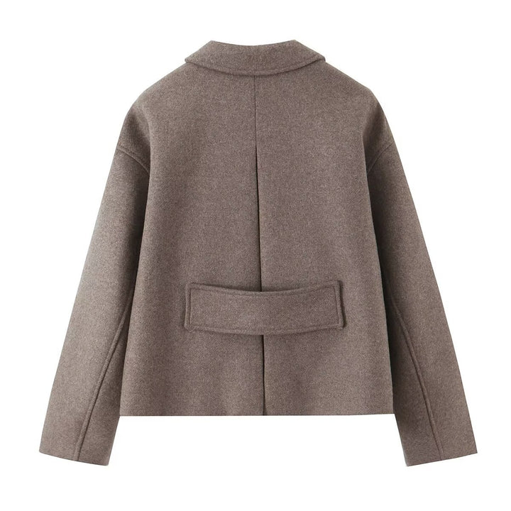 Damen nan kurzgeschnittene Blousonjacke aus Wollmix mit Hemdkragen und Leistentaschen Drune