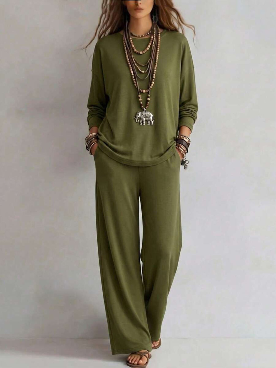 Damen Loungewear-Set mit weitem Bund und Oversize-Langarmshirt Drune