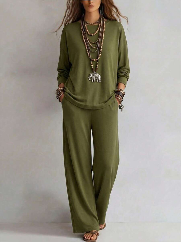 Damen Loungewear-Set mit weitem Bund und Oversize-Langarmshirt Drune