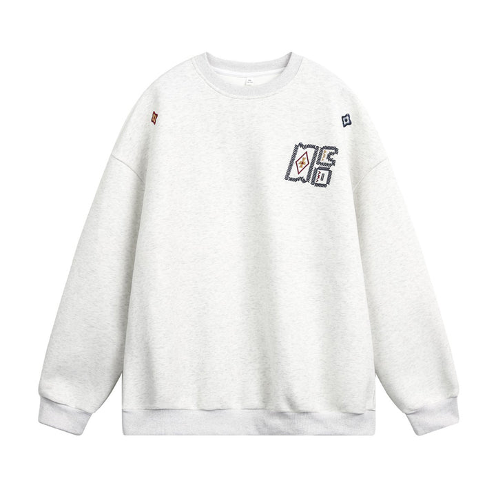 Unisex Oversize-Sweatshirt mit gesticktem Emblem und überschnittener Schulter Drune