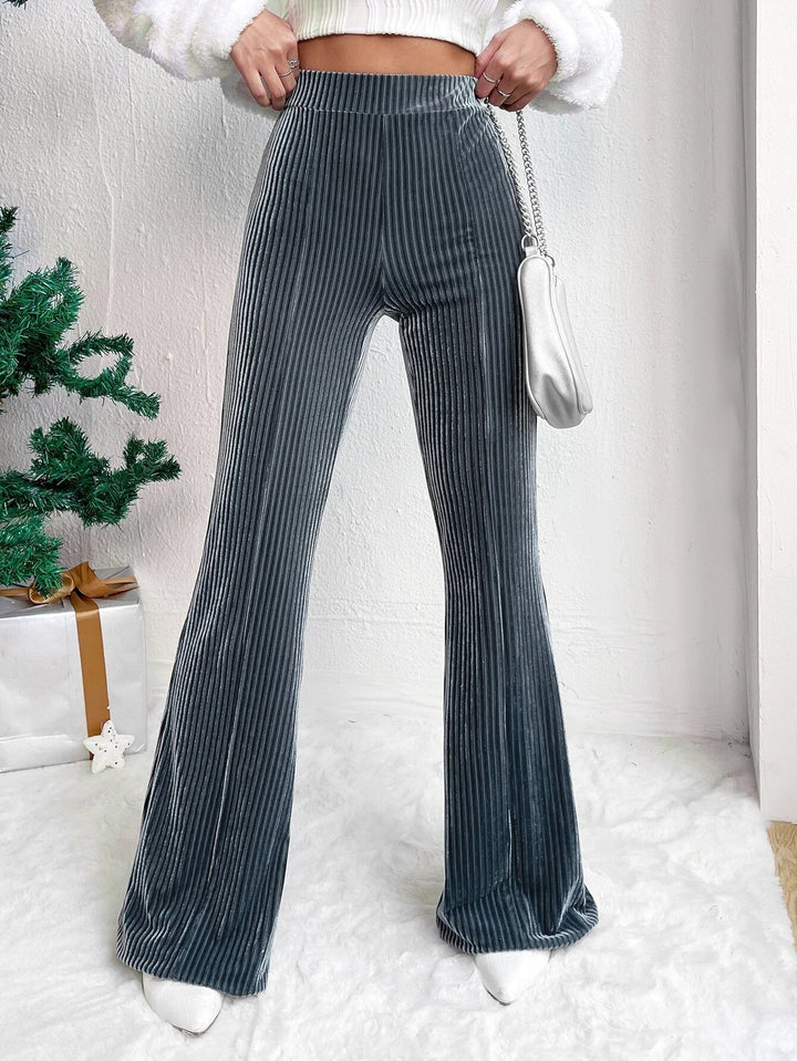 Damen Elegante und bequeme Samthose mit vertikalen Streifen Drune