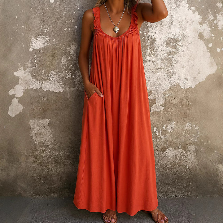 Damen Maxi-Kleid mit trägerloser Passform und luftiger Silhouette Drune