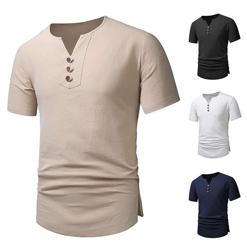 Herren Klassisches Lässiges Henley T-Shirt Drune