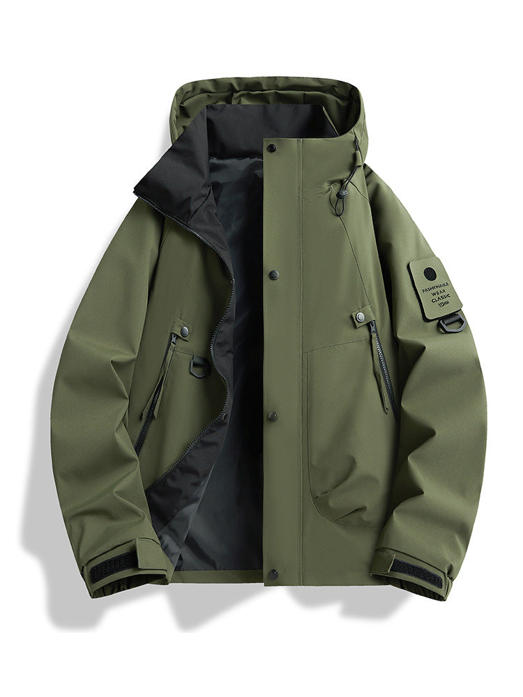 Herren wasserdichte Urban-Hardshelljacke mit verschweißten Nähten, verstellbarer Kapuze und Utility-Ärmeltasche Drune