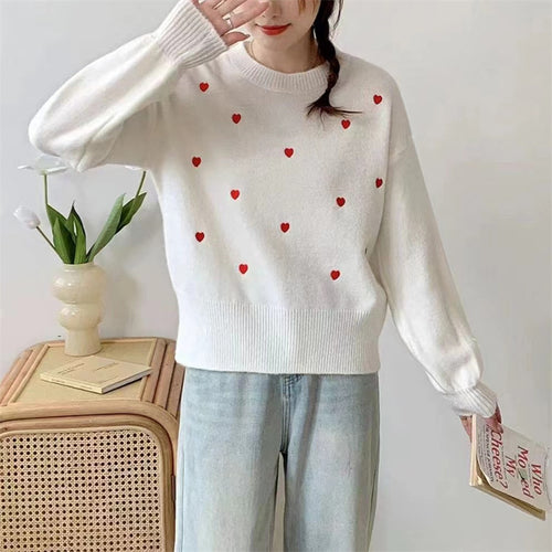 Damen Pullover mit Herz-Motiv und lässigem Schnitt Drune