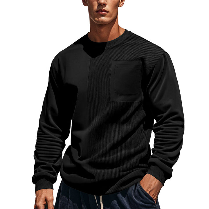 Herren nan strukturiertes Sweatshirt mit Brusttasche und geripptem Vorderpanel Drune