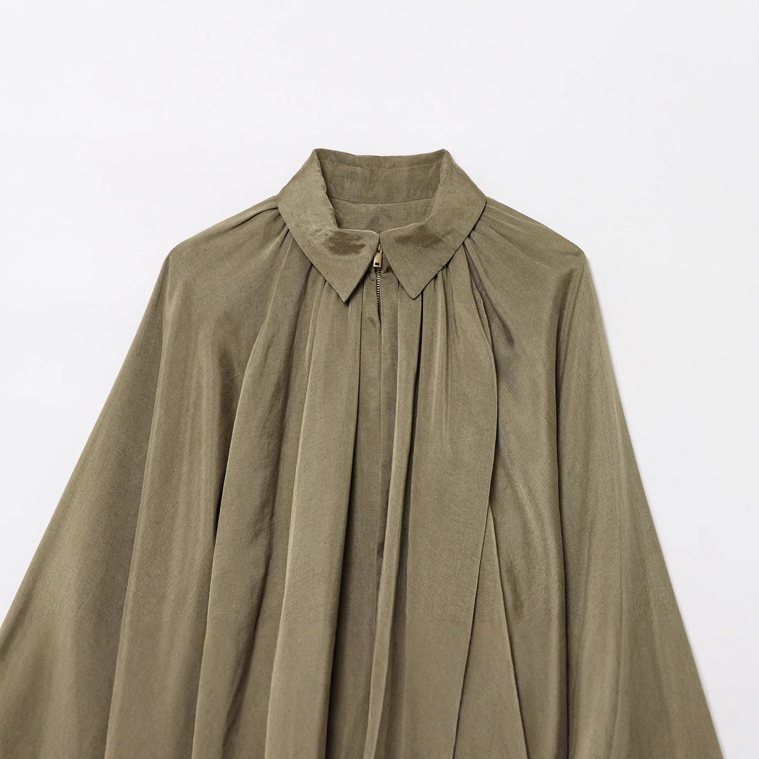 Damen Plissee-Bluse mit elegantem Stehkragen Drune