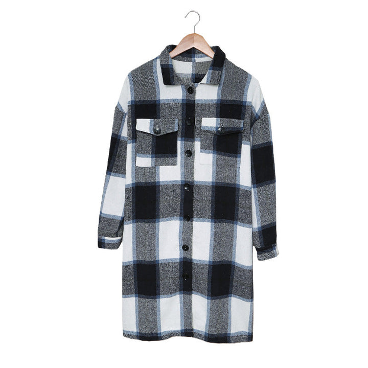 Drune | Strick Lange Lässige Tweed Karo Jacke