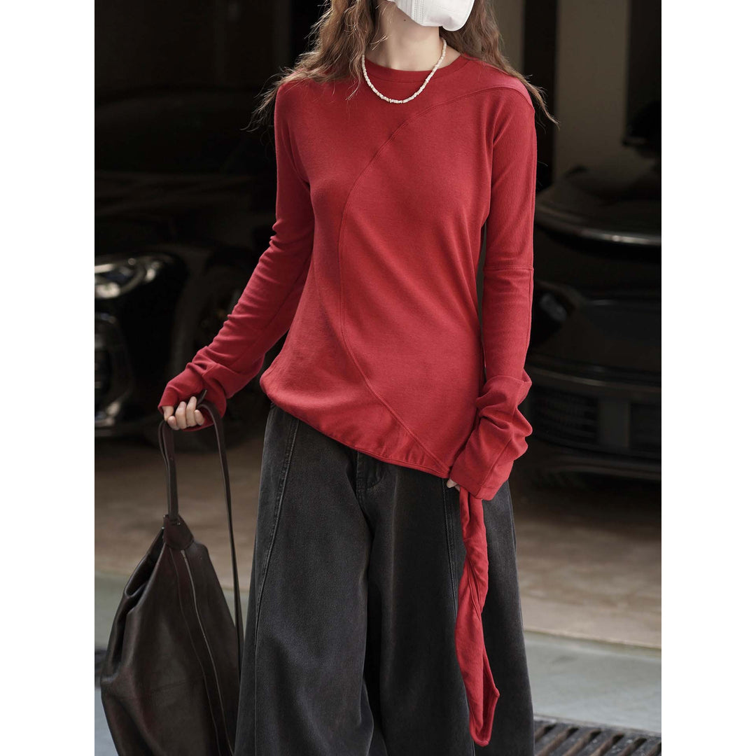 Damen Asymmetrisches Longsleeve mit seitlichen Bindebändern Drune