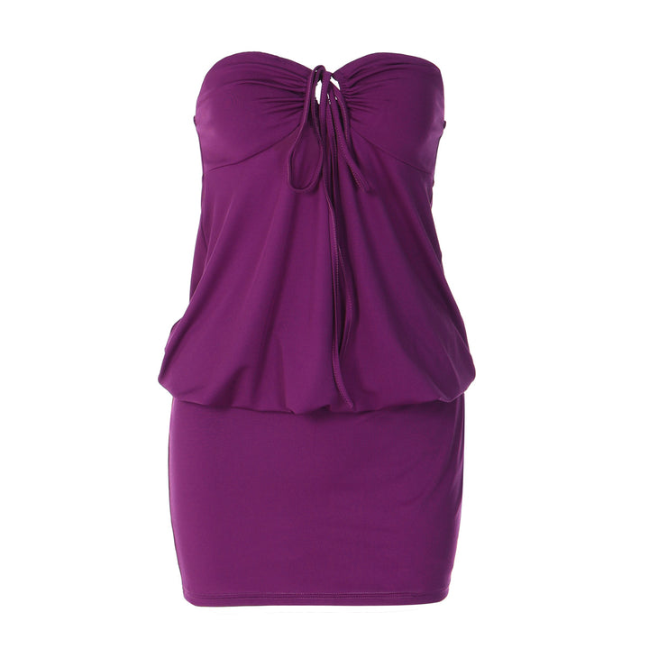 Damen Strapless Strandkleid mit verstellbaren Trägern und Raffungen Drune