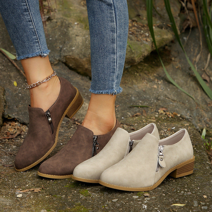 Damen Elegante Stiefeletten mit modischem Reißverschluss und komfortablem Blockabsatz Drune
