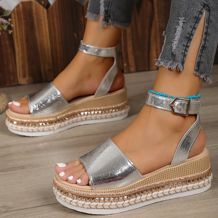 Damen Glitzernde Plateau-Sandalen Drune