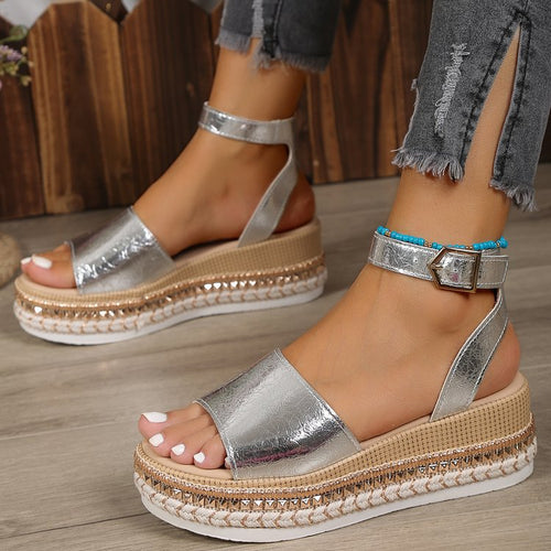 Damen Glitzernde Plateau-Sandalen Drune