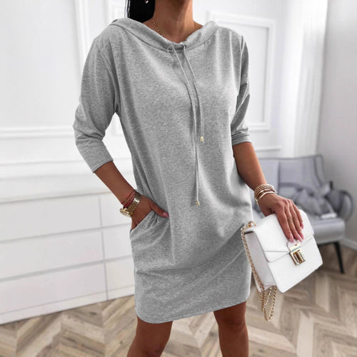 Damen lässiges Kapuzenkleid Drune