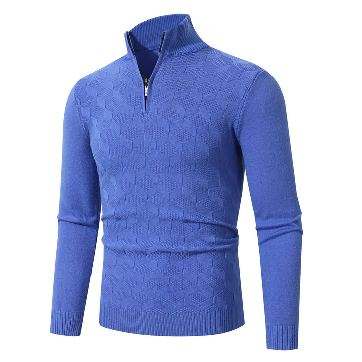 Herren modischer Strickpullover mit halbem Reißverschluss und strukturiertem Design Drune