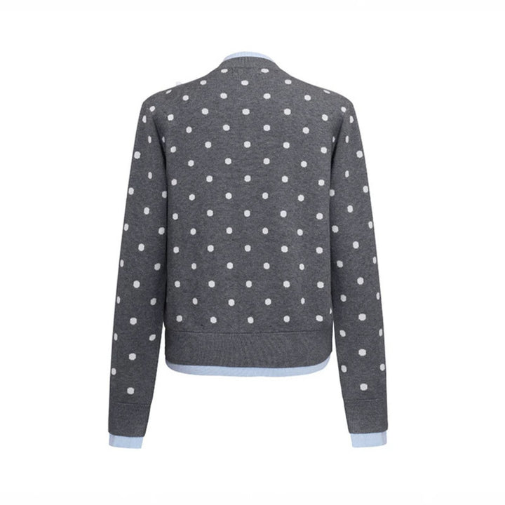 Damen Gepunktete Strickjacke mit Rundhalsausschnitt, Knopfleiste und Layering‑Optik Drune