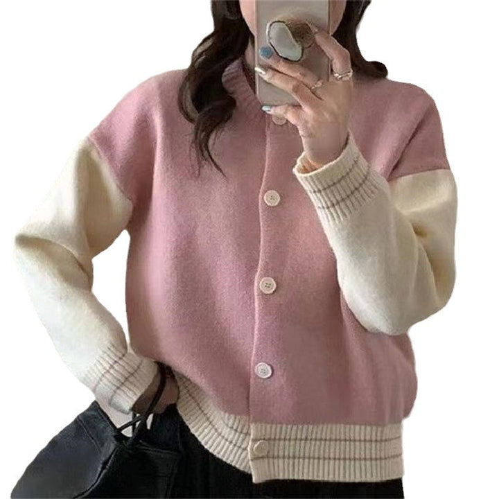 Damen Strickjacke mit kontrastierenden Ärmeln und praktischen Knopfdetails Drune