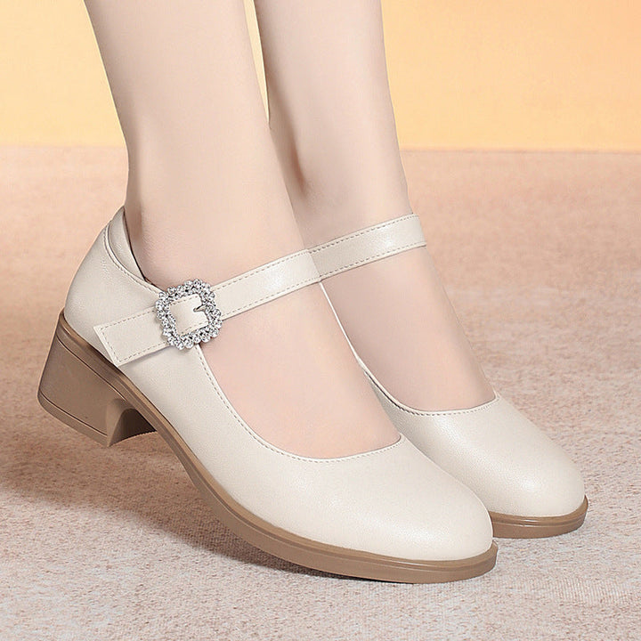 Damen Mary Jane Pumps mit dekorativem Riemchen und komfortablem Blockabsatz Drune