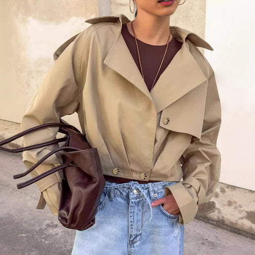Damen modische Kurzjacke im minimalistischen Design mit lässigem Schnitt und praktischen Details Drune