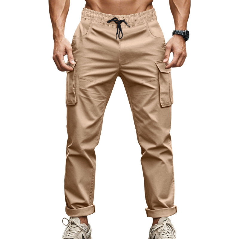 Herren nan urbane Cargo‑Chino im Joggingstil mit elastischem Tunnelzugbund und multifunktionalen Taschen Drune