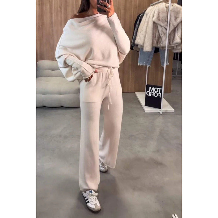 Damen bequeme Loungewear aus weichem Strickmaterial mit weitem Schnitt Drune