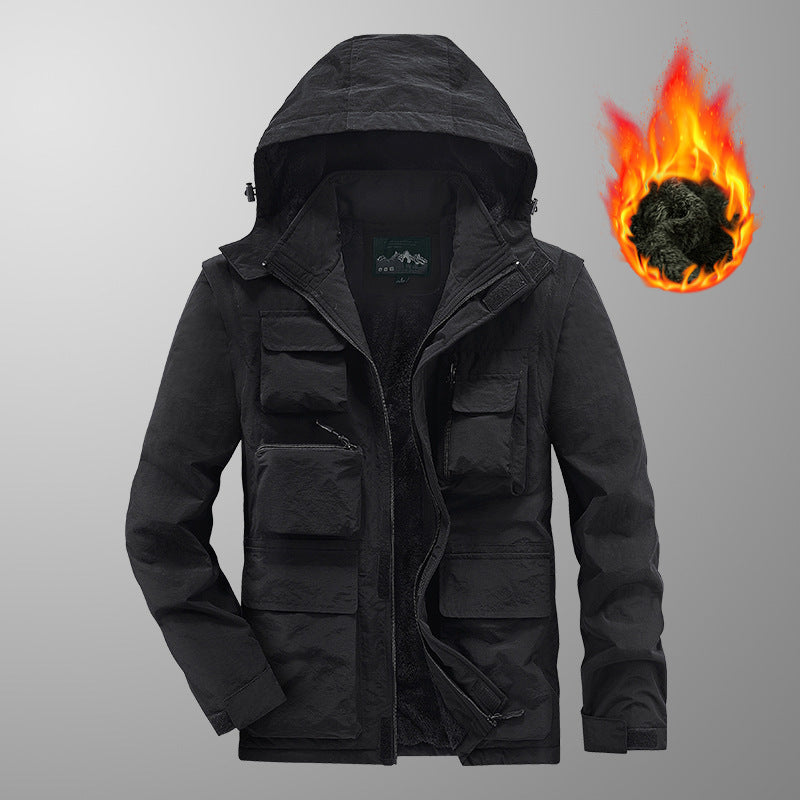 Herren Multifunktionaler Fieldparka mit Teddyfleece Innenfutter und Kapuze Drune