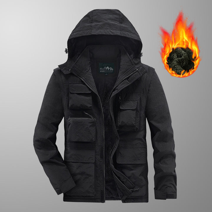 Herren Multifunktionaler Fieldparka mit Teddyfleece Innenfutter und Kapuze Drune