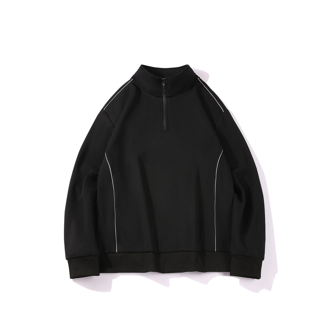 Herren Halfzip-Sweatshirt mit Stehkragen, reflektierenden Kedernähten und geripptem Saum Drune