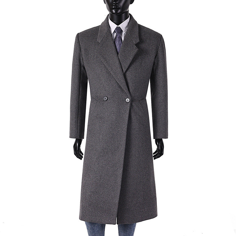 Herren Moderner Longcoat aus Wollmix mit schmalem Revers, leichter Taillierung und seitlichen Eingrifftaschen Drune