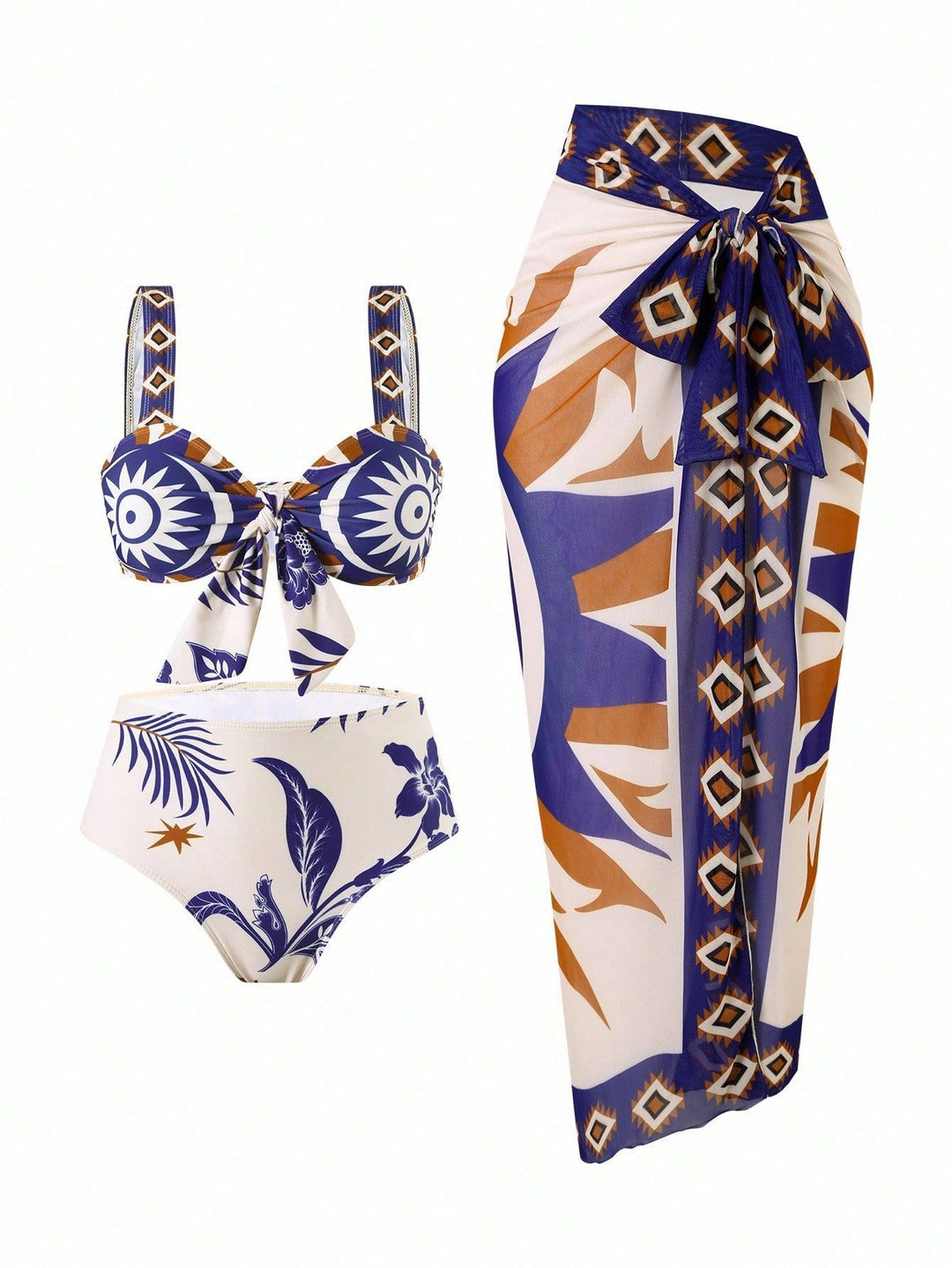Damen Bandeau-Bikini-Set mit elegantem Überrock Drune
