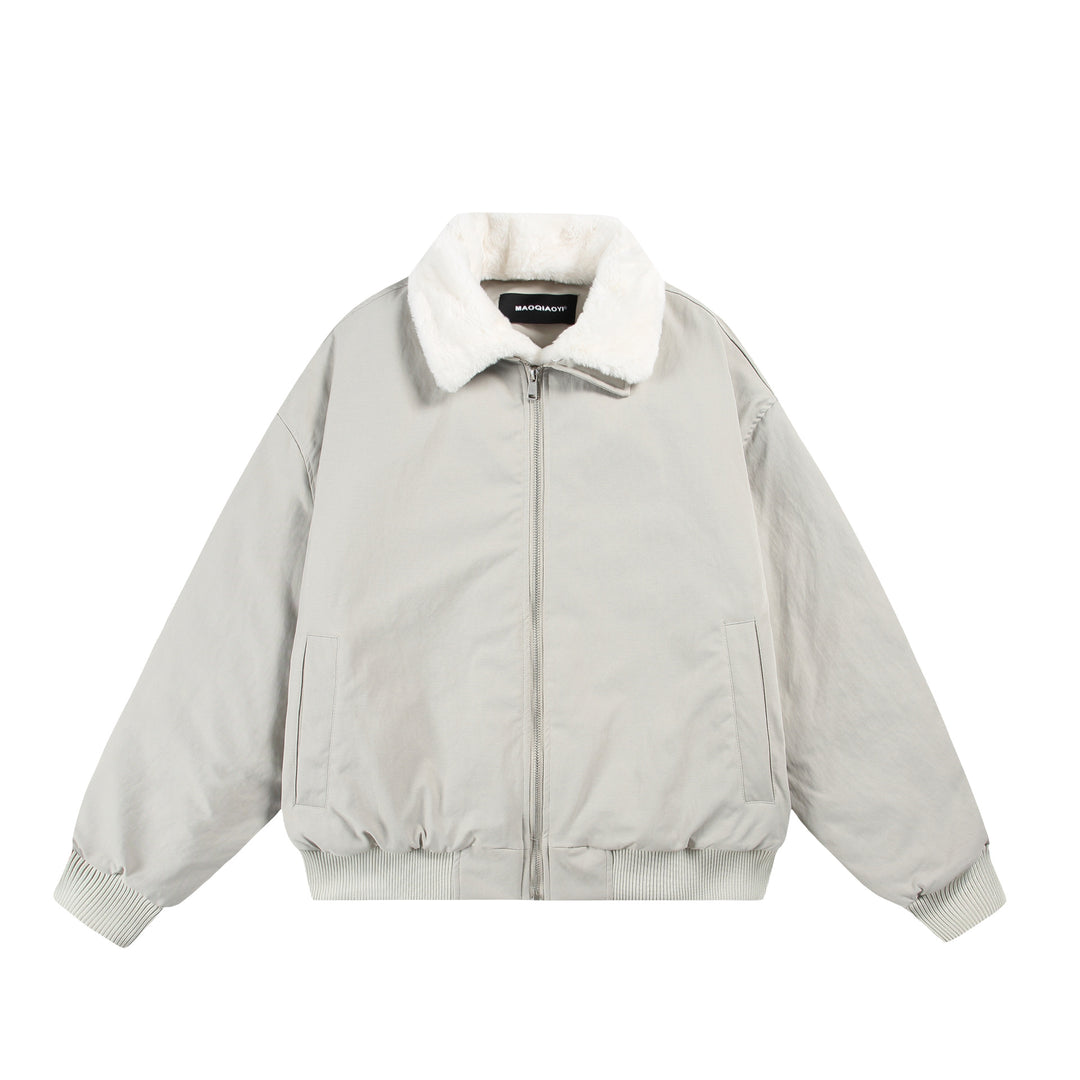 Herren Boxy Bomberjacke mit Teddykragen und geripptem Saum Drune