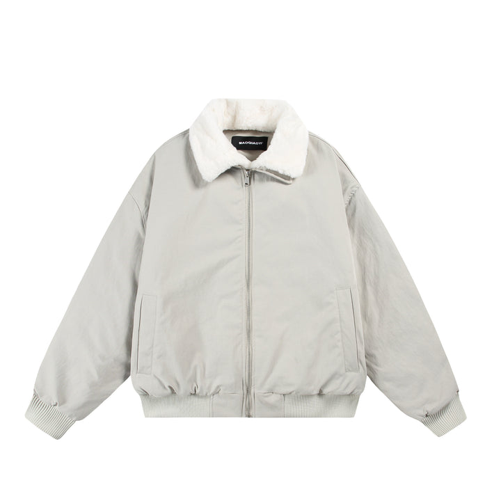 Herren Boxy Bomberjacke mit Teddykragen und geripptem Saum Drune