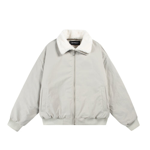 Herren Boxy Bomberjacke mit Teddykragen und geripptem Saum Drune