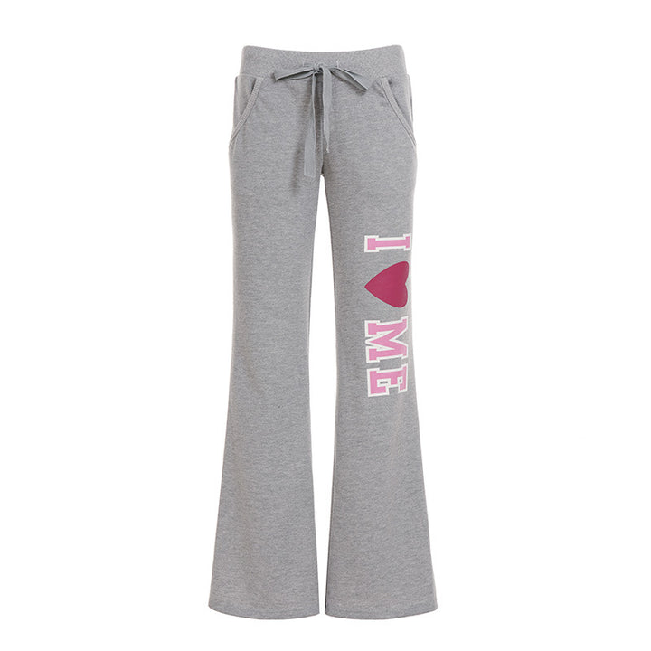 Damen Freizeit-Hosen mit hohem Bund und modischem Schriftzug Drune