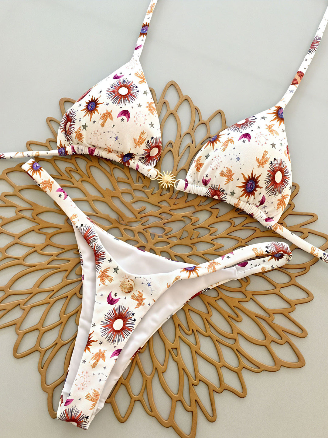 Damen Triangel-Bikini mit verspieltem Lippen-Design Drune