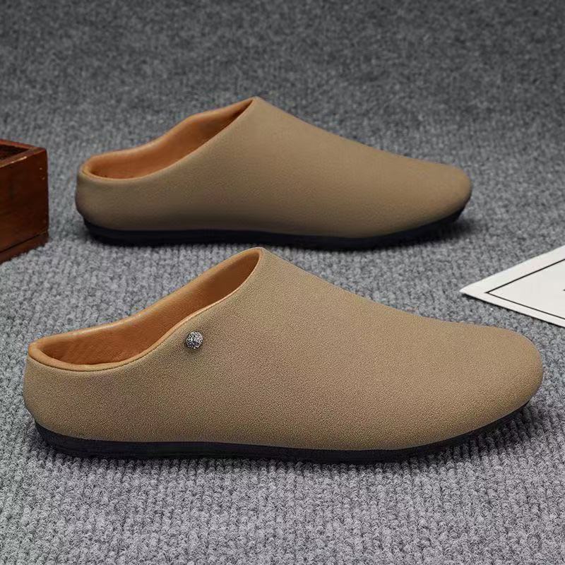 Herren Gefütterte Microfaser-Hausschuhe-Mules mit rutschfester Gummisohle Drune