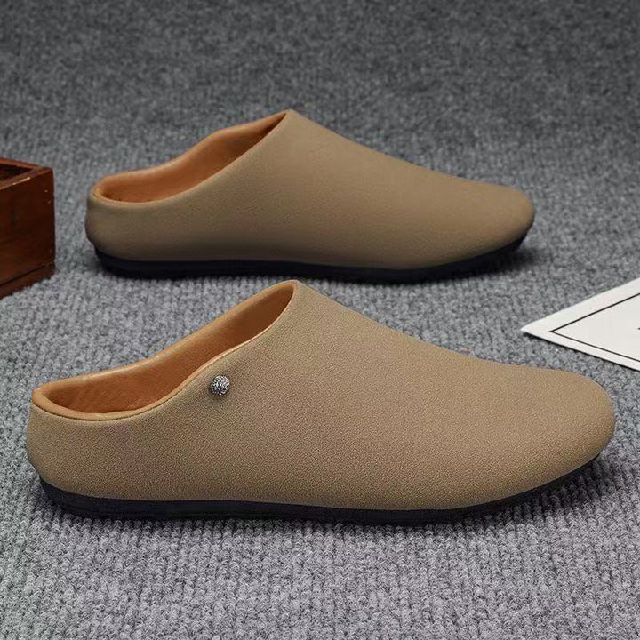 Herren Gefütterte Microfaser-Hausschuhe-Mules mit rutschfester Gummisohle Drune