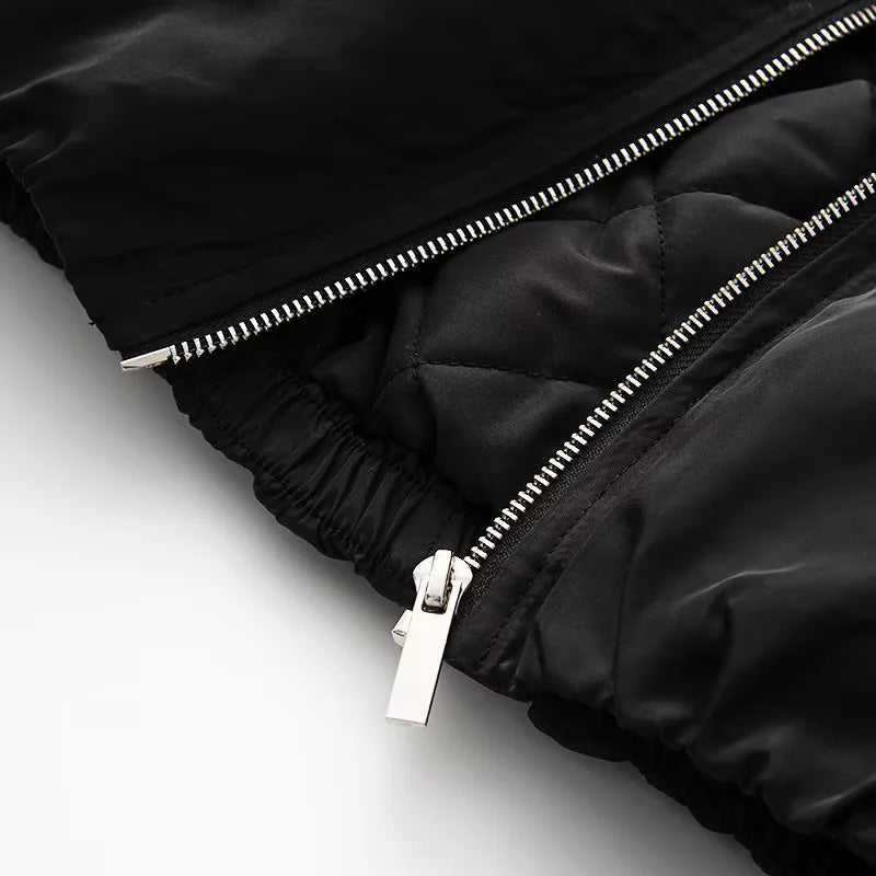 Damen nan leichte Kapuzen-Bomberjacke mit Kontraststreifen, elastischem Saum und praktischen Eingrifftaschen Drune