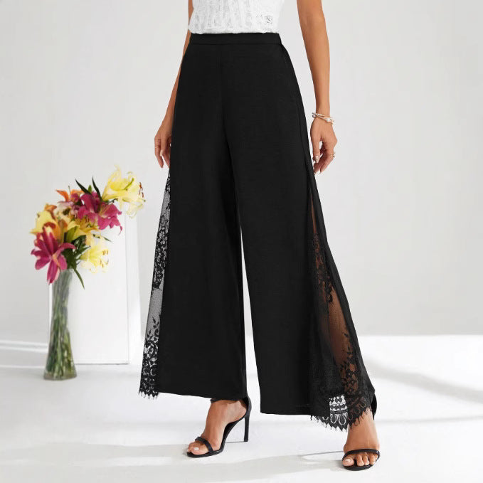 Damen Weite Spitze Palazzo-Hosen Drune