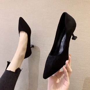Damen spitze Pumps mit geometrischem Stiletto-Absatz und weichem Velours-Obermaterial Drune