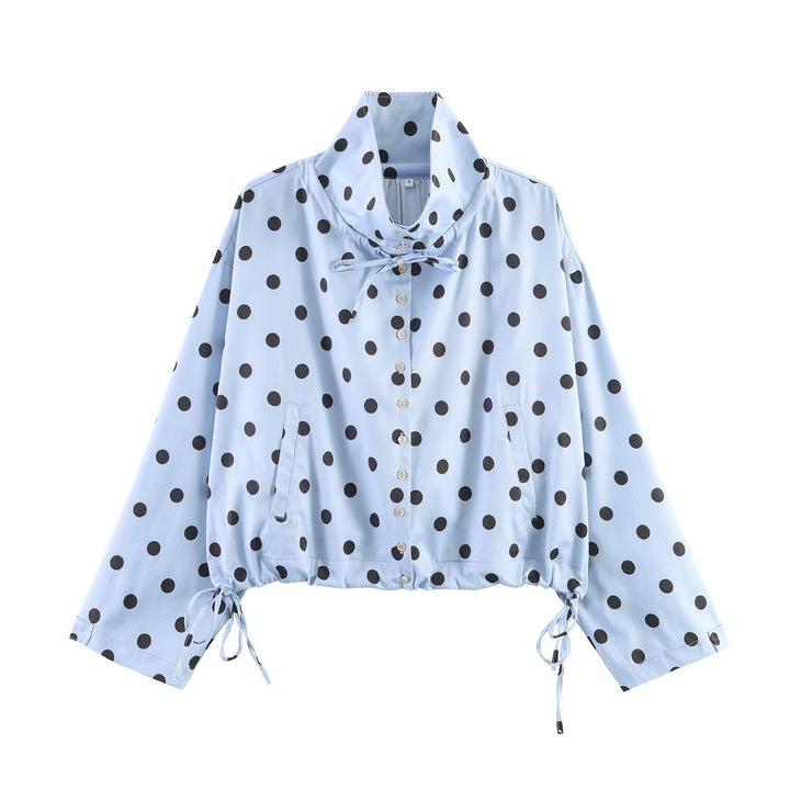 Damen Leichte Windjacke mit Stehkragen, Bindeschleife und Kordelzug Drune