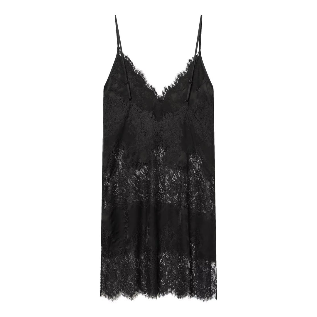 Damen Spitzen-Camisole mit verführerischem V-Ausschnitt und elegantem Spitzenbesatz Drune