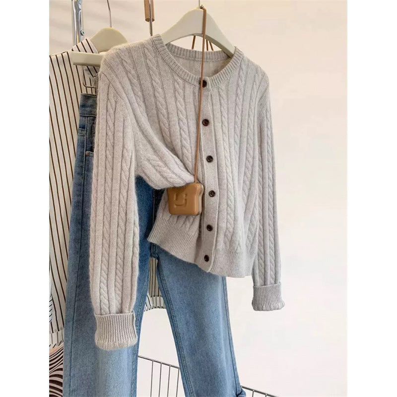 Damen Strickjacke mit Zopfmuster Drune