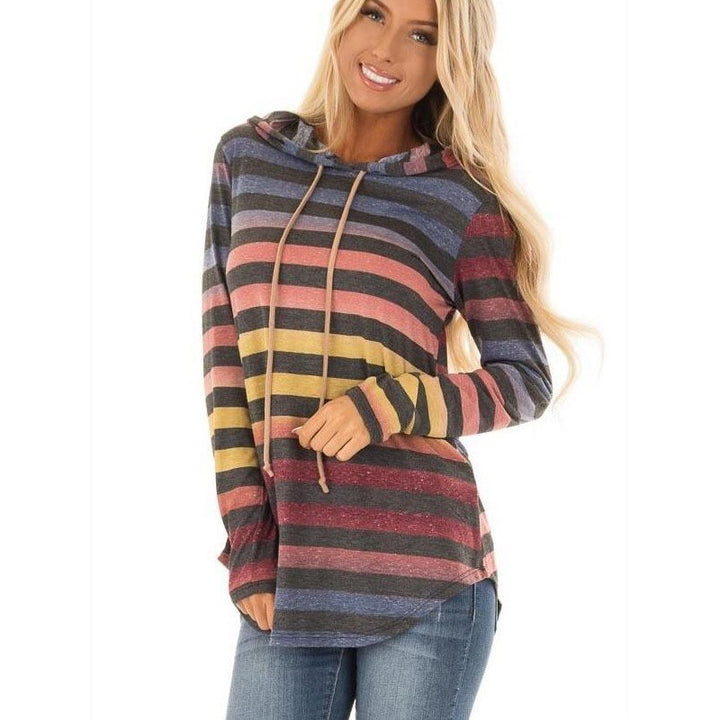 Damen Gestreiftes Kapuzenlongsleeve mit Tunika-Silhouette Drune