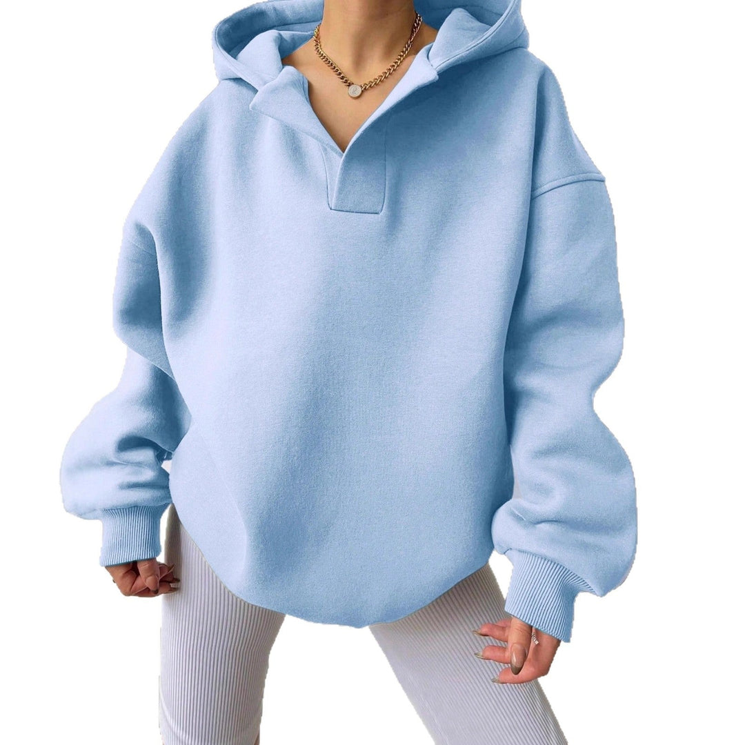 Damen Oversized Kapuzensweatshirt mit lässigem Stehkragen und langen Ärmeln Drune