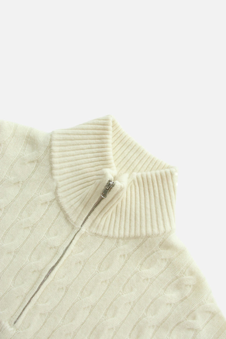 Damen eleganter Strickpullover mit hohem Kragen und Reißverschluss Drune